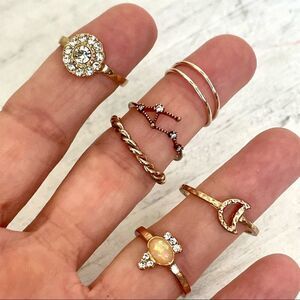 Gold tone ring bundle of 6